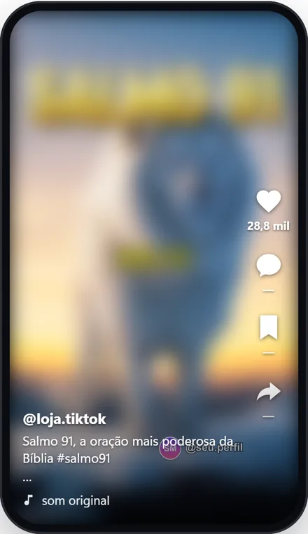 Modelo Repostar com minha marca: o @ com a foto do perfil passeando pelo vídeo