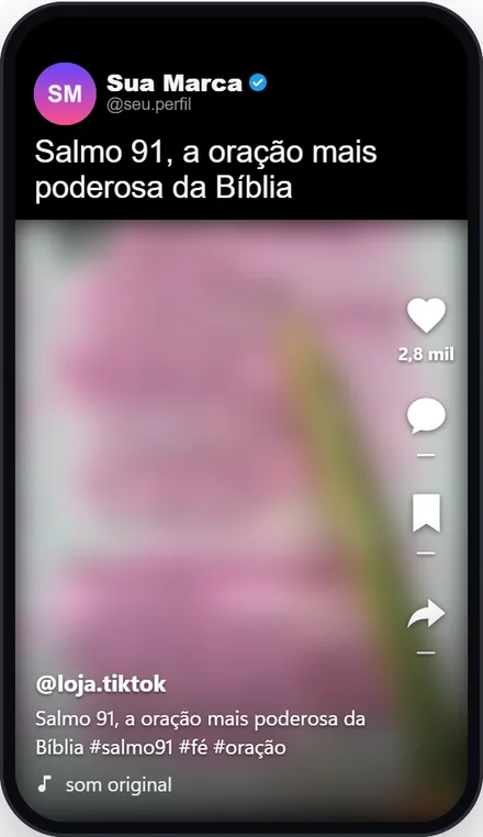 Prévia de um post no modelo Máscara de post, com foto, nome e selo de verificado